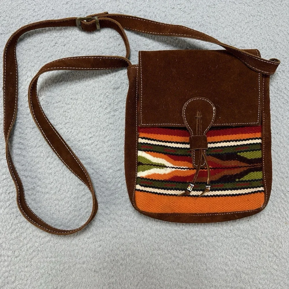 Ayllumaqui Handmade Bag Leather Wool Ecuador Woven Shoulder Bag Boho Hippie Cute